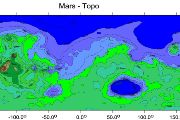 Vědci se již většinově shodují v názoru, že v dávné minulosti planety se na severní polokouli nacházel obří oceán (zde modře).